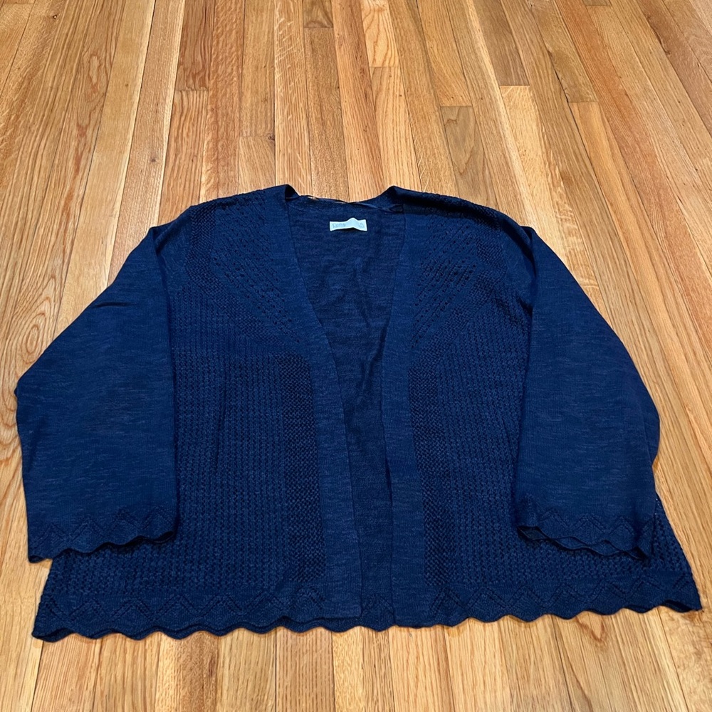 croft & barrow Navy Open-Front Pointella Knit Cardigan